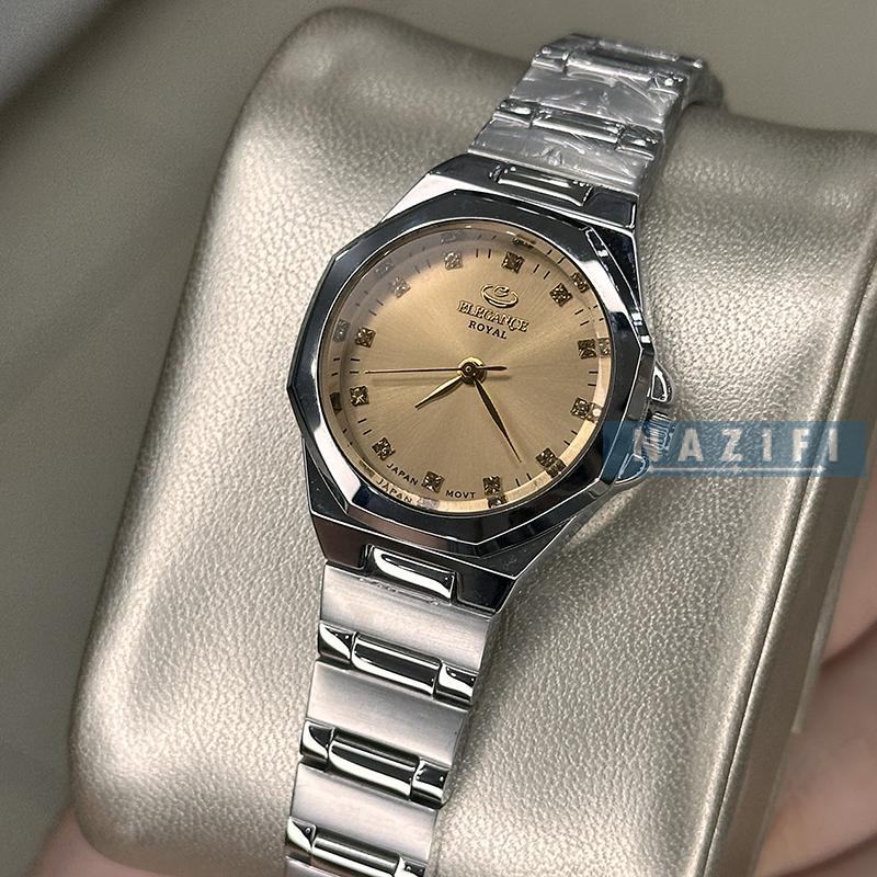 خرید قسطی | ساعت زنانه الگانس استیل چندضلعی صفحه بژ ER 2226/1