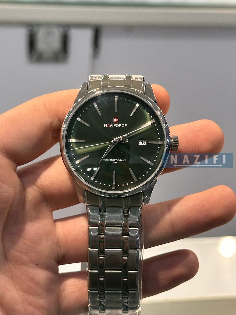 خرید قسطی|ساعت مردانه نیوی فورس کلاسیک نقره ای صفحه سبز 9230/3