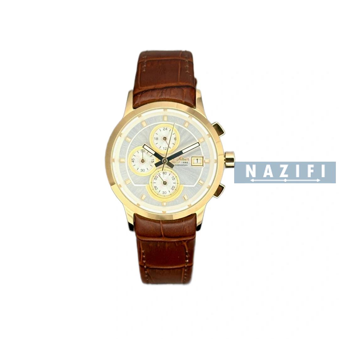 خرید قسطی| ساعت زنانه کوبل بند چرم 3 موتوره کرنوگراف اورجینال CB6147HL