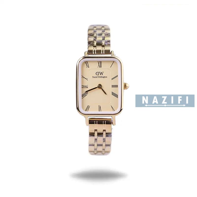 خرید قسطی | ساعت زنانه صفحه مستطیل دنیل ویلینگتون طلایی  K28Z6601/18