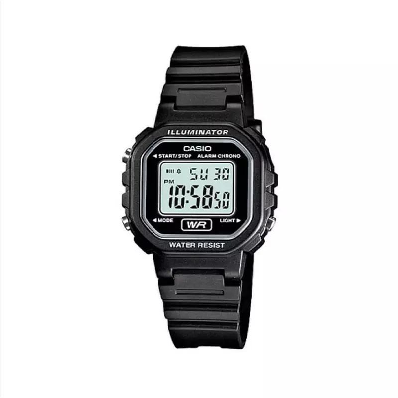خرید قسطی|ساعت مچی کاسیو زنانه بند رابر مشکی دیجیتالی LA-20WH-1ADF