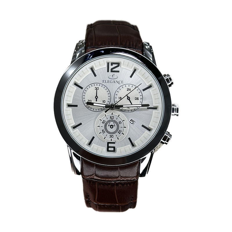 خرید قسطی | ساعت مچی مردانه الگانس طرح سه موتوره بند چرم G2911/28