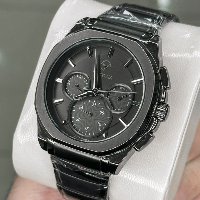 خرید قسطی | ساعت مربعی ویتوریا  استیلتمام دودی VT 3406/2