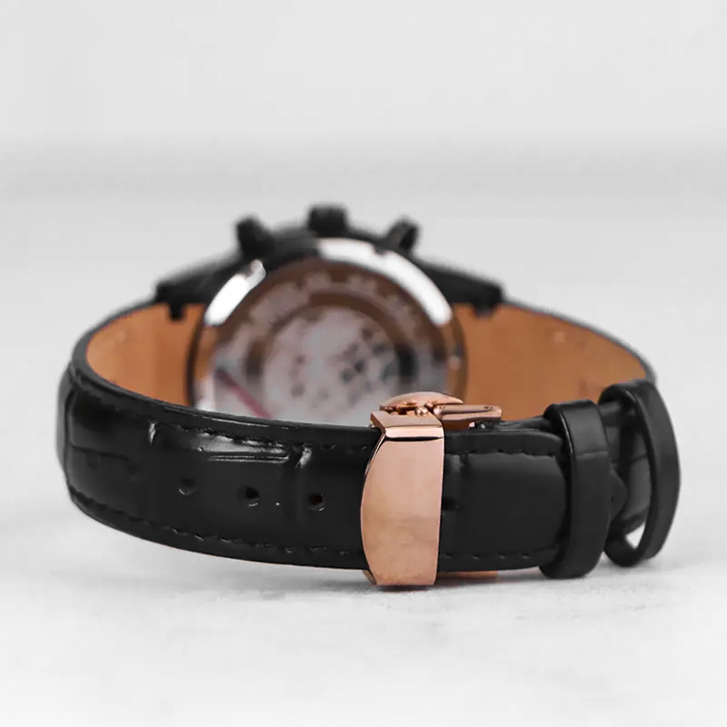 خرید قسطی | ساعت مچی زنانه سیتیزن چرم مشکی سه موتور فعال کرنوگراف L9235/2