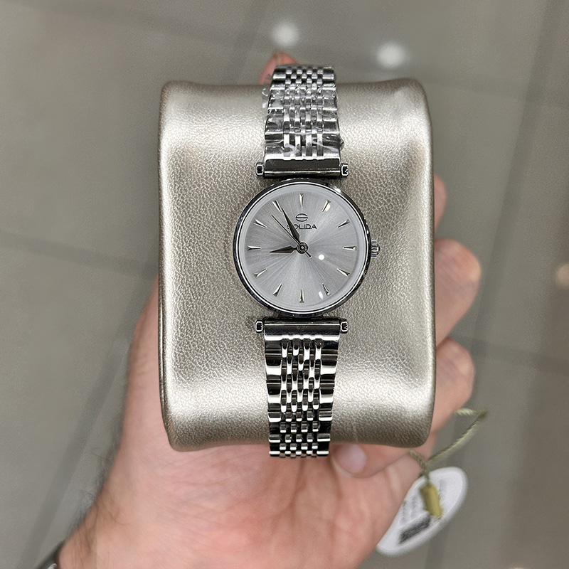 خرید قسطی | ساعت زنانه سولیدا اورجینال نقره ای صفحه سفید L 2128/1