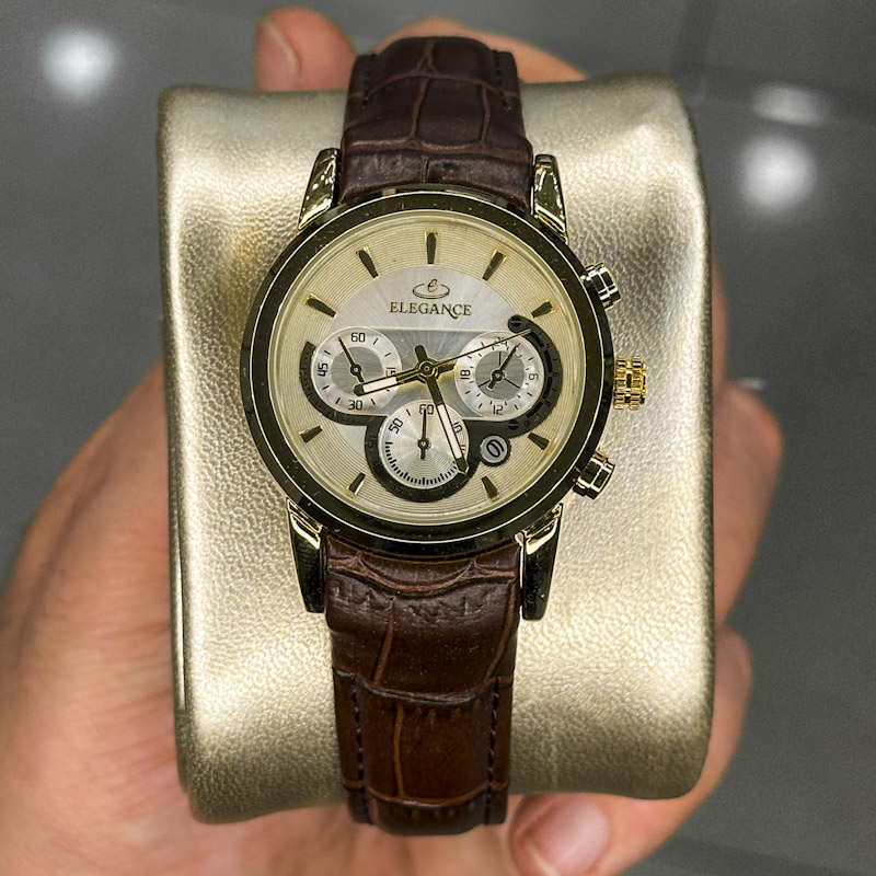 خرید قسطی | ساعت مچی زنانه الگانس طرح سه موتوره بند چرم L2911/16