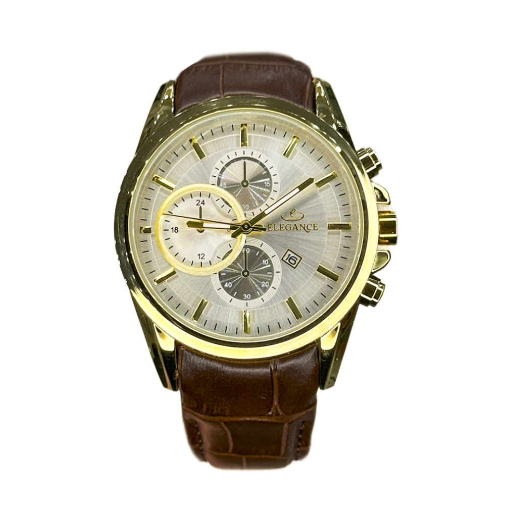 خرید قسطی | ساعت مچی مردانه الگانس طرح سه موتوره بند چرمG2911/18