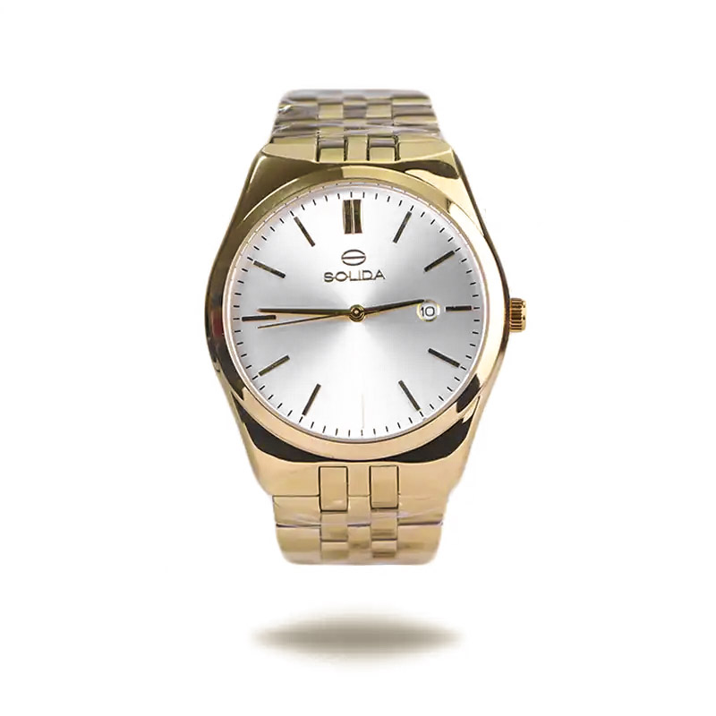 خرید قسطی | ساعت مچی  مردانه  استیل طلایی صفحه سفید 2136