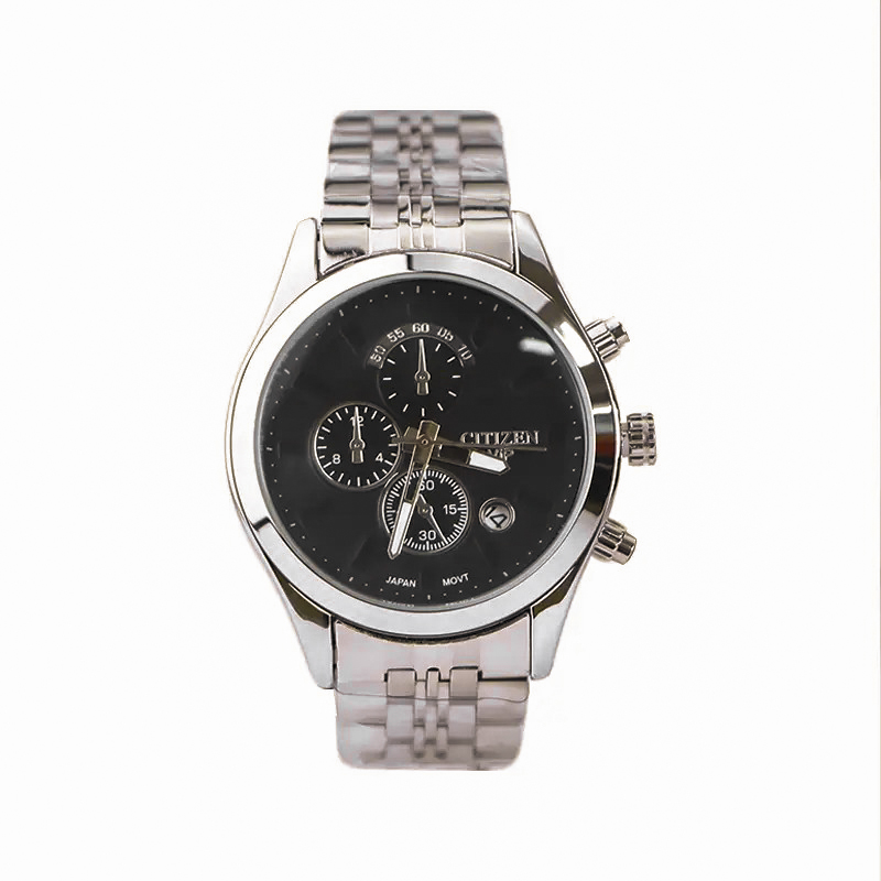 خرید قسطی | ساعت مچی زنانه سیتیزن طرح سه موتوره  نقره ای صفحه مشکی L 2363/10