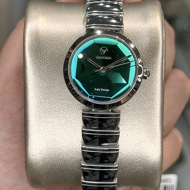 خرید قسطی | ساعت زنانه ویتوریا اورجینال دودی صفحه سبز VT 3395/1