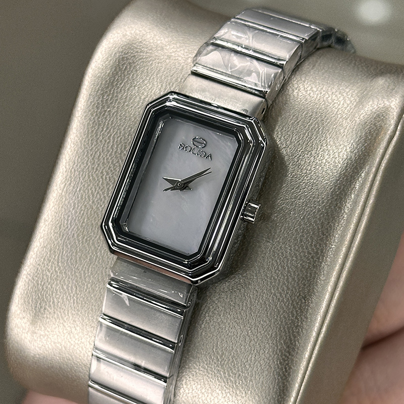 خرید قسطی | ساعت زنانه سولیدا اورجینالقاب مستطیل صفحه سفید L 6126/1