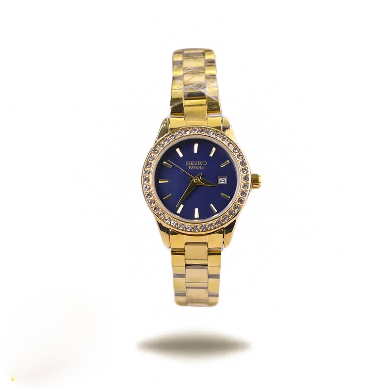 خرید قسطی | ساعت مچی زنانه صفحه سرمه ای قاب نگینی GN 059/20