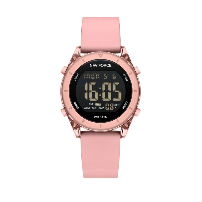 خرید قسطی| ساعت مچی دخترانه نیوی فورس بند رابر صورتی7108/2