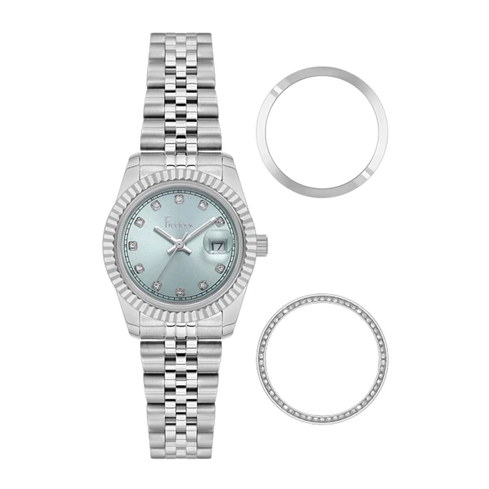 خرید قسطی | ساعت زنانه فری لوک نقره ای صفحه سبز FL.4.10014/2