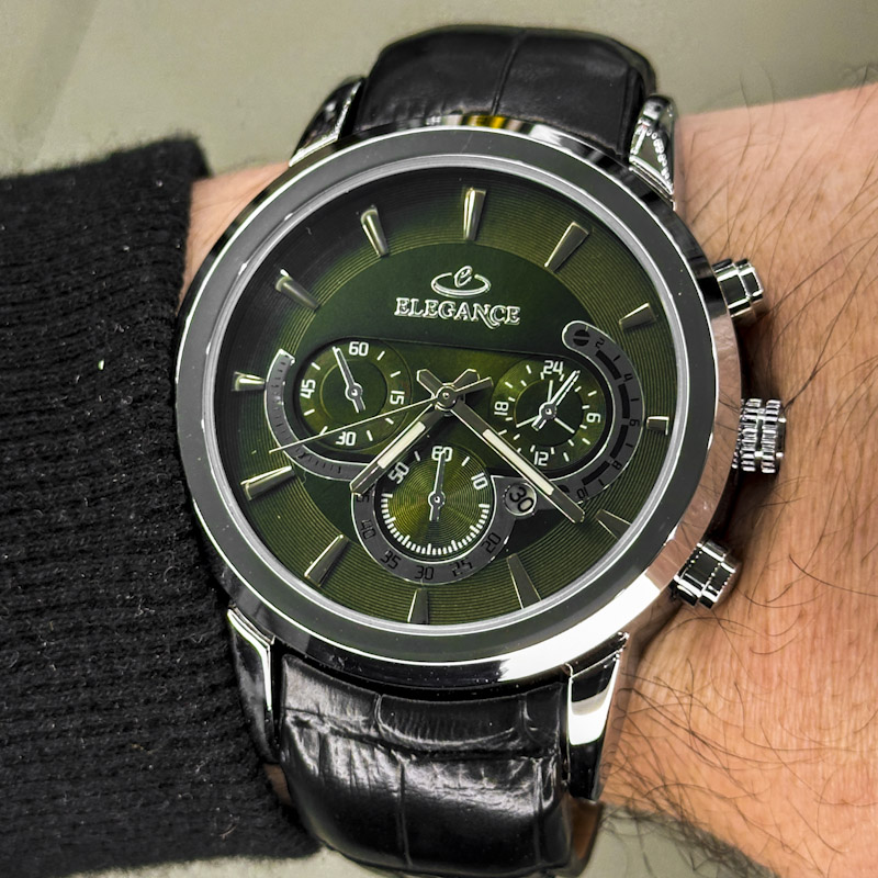 خرید قسطی | ساعت مچی مردانه الگانس طرح سه موتوره بند چرم G 1191/5