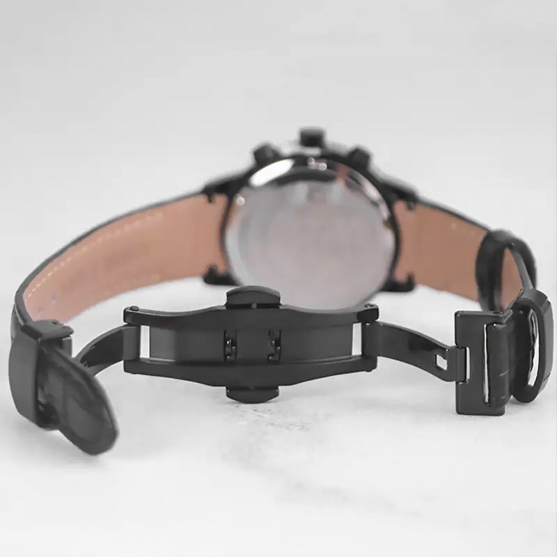 خرید قسطی | ساعت مچی زنانه الگانس طرح سه موتوره چرم تمام مشکی L 1201/4