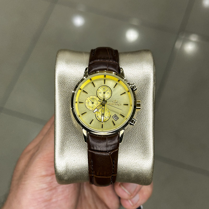 خرید قسطی | ساعت مچی زنانه الگانس طرح سه موتوره بند چرم L11191/7