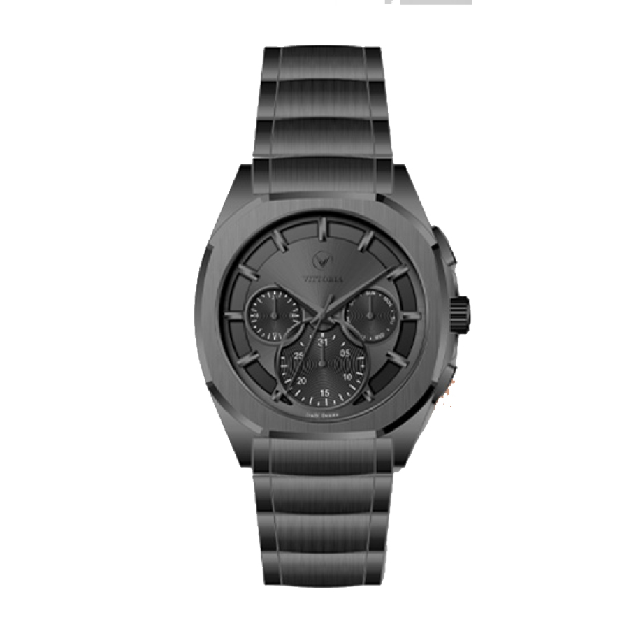 خرید قسطی | ساعت مربعی ویتوریا  استیلتمام دودی VT 3406/2