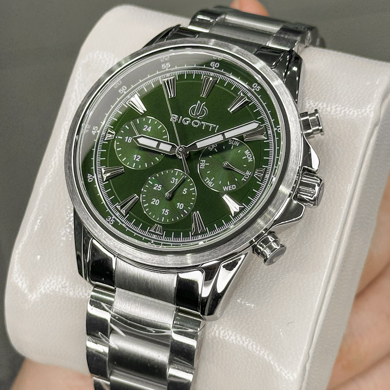 خرید قسطی| ساعت مچی مردانه بیگوتی صفحه  سبز فول دیت BG .1.10425-8