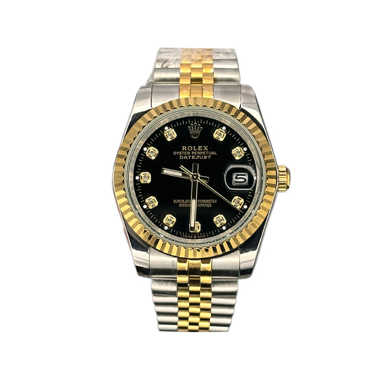 خرید قسطی | ساعت رولکس مردانه دو رنگ دیت جاست اندکس نگین سایز 3 DatejustGS4414b
