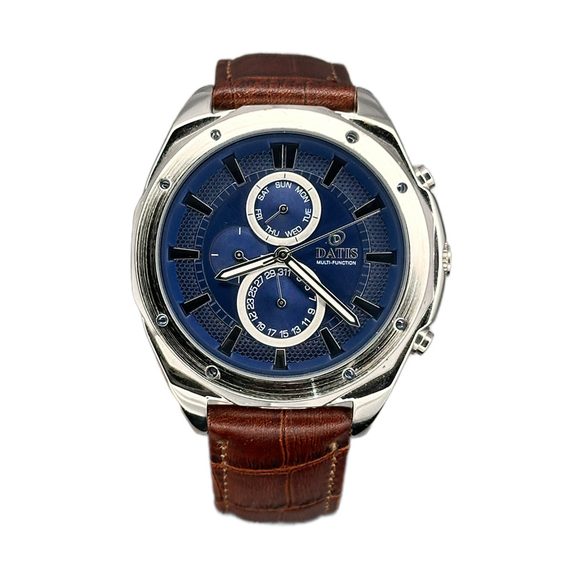 خرید قسطی | ساعت مردانه داتیس بند چرم سه موتوره فول تایم اورجینال  D8649BG