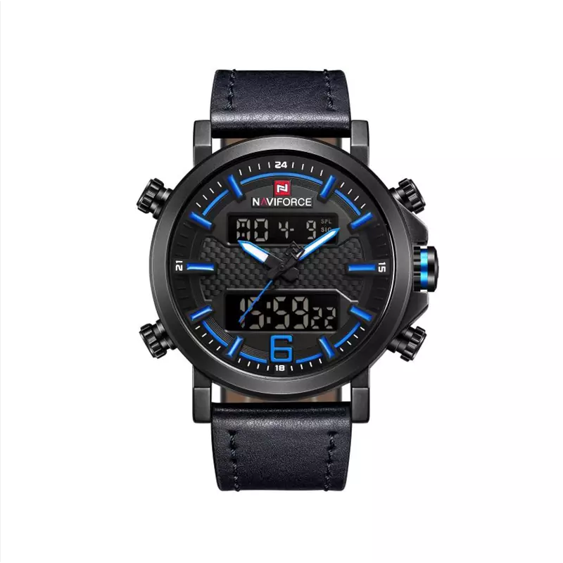 خرید قسطی| ساعت مردانه نیوی فورس دو موتوره انالوگ دیجیتال چرم 9135/2