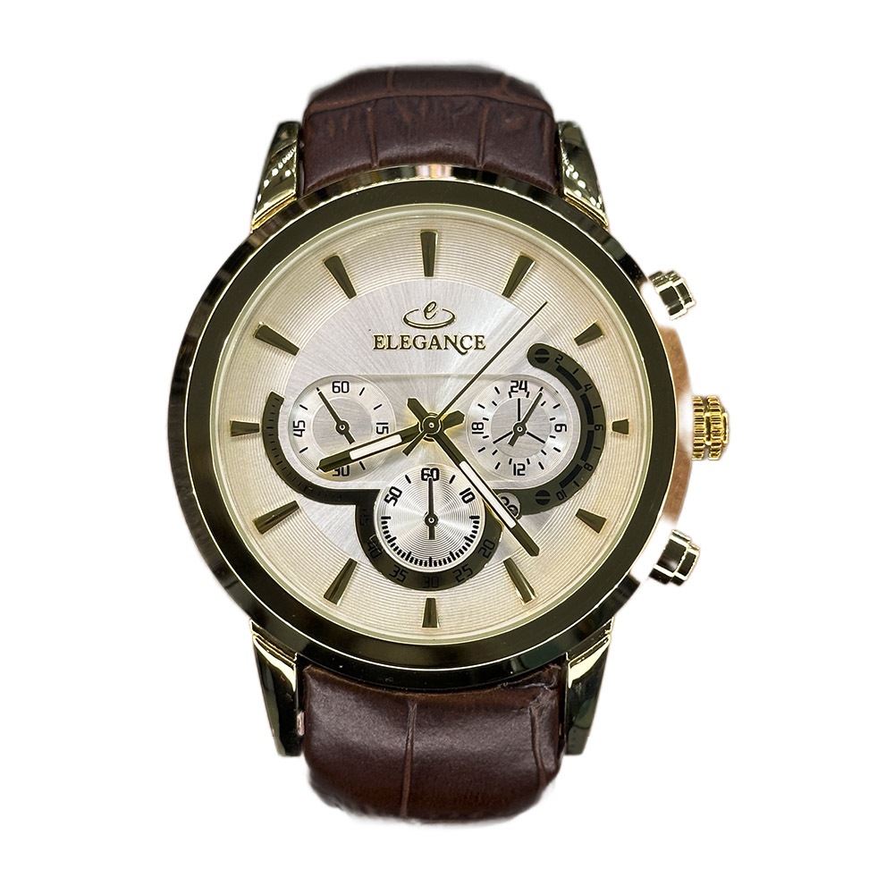 خرید قسطی | ساعت مچی مردانه الگانس طرح سه موتوره بند چرم G2911/16