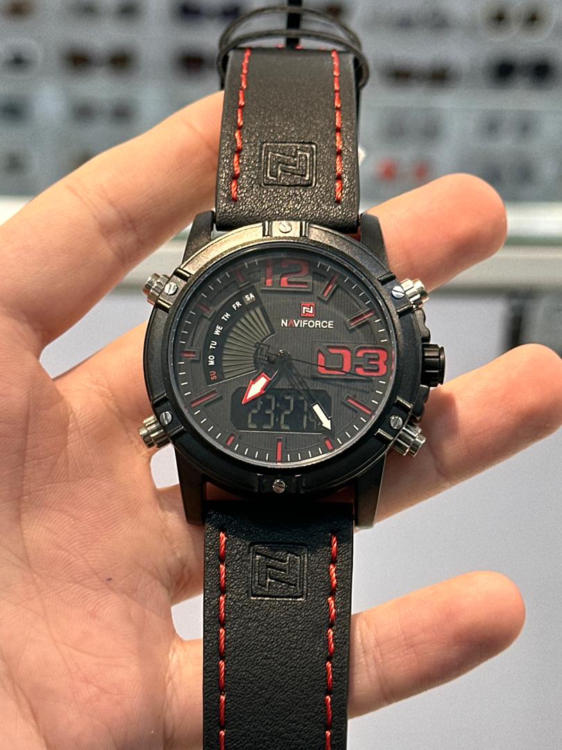 خرید قسطی| ساعت مچی دو زمانه مردانه نیوی فورس چرم قهوه ای9095/2