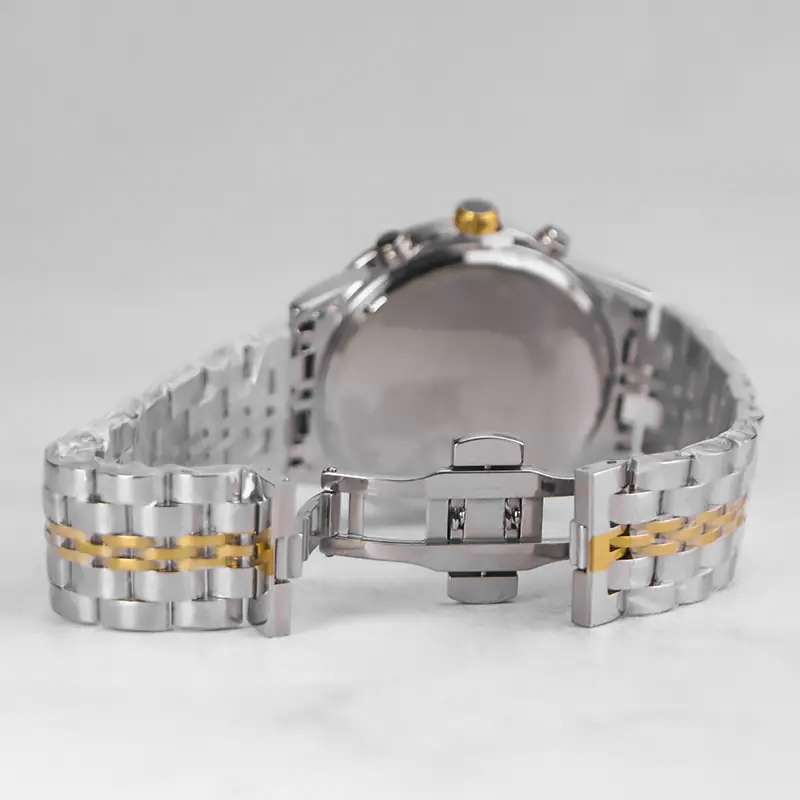 خرید قسطی | ساعت مچی زنانه الگانس طرح سه موتوره نقره ای طلایی L 1319/13