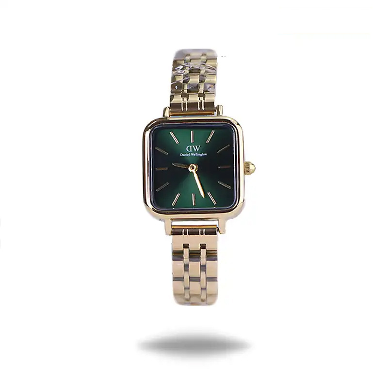 خرید قسطی | ساعت زنانه صفحه مربع دنیل ویلینگتون  طلایی صفحه سبز K22HRE02/2