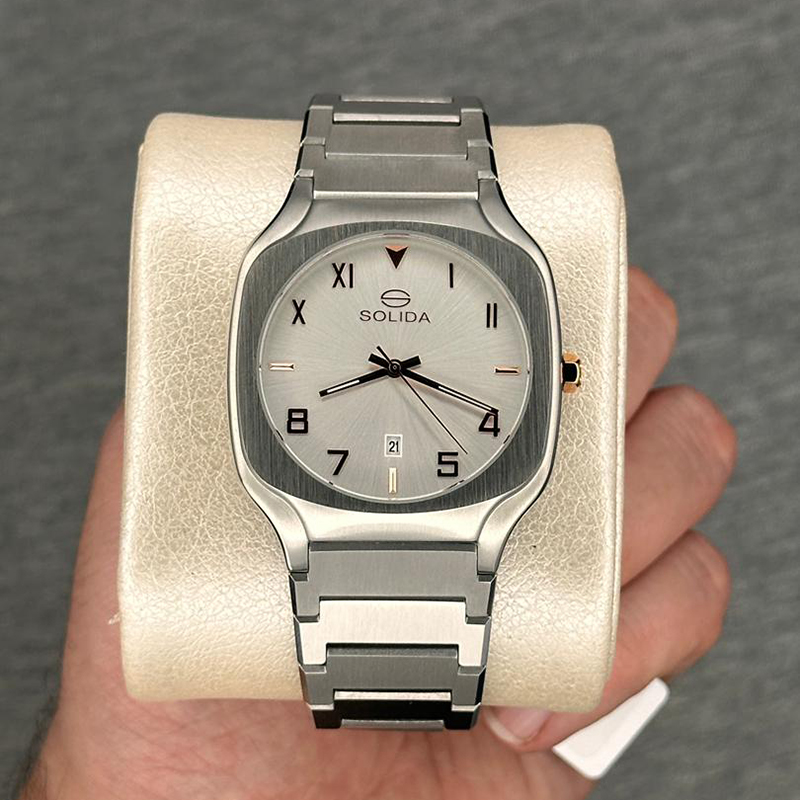 خرید قسطی | ساعت مچی  مردانه صفحه مربع سفید سولیدا G 6123/1