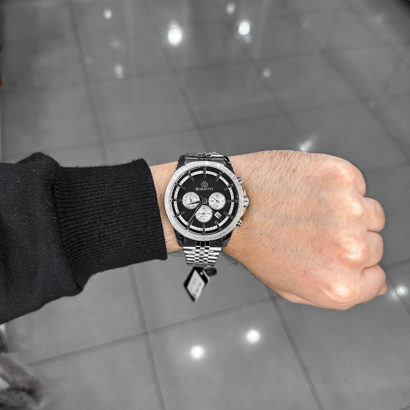 ساعت مچی مردانه بیگوتی دوال تایم  صفحه مشکی BG.1.10468/6