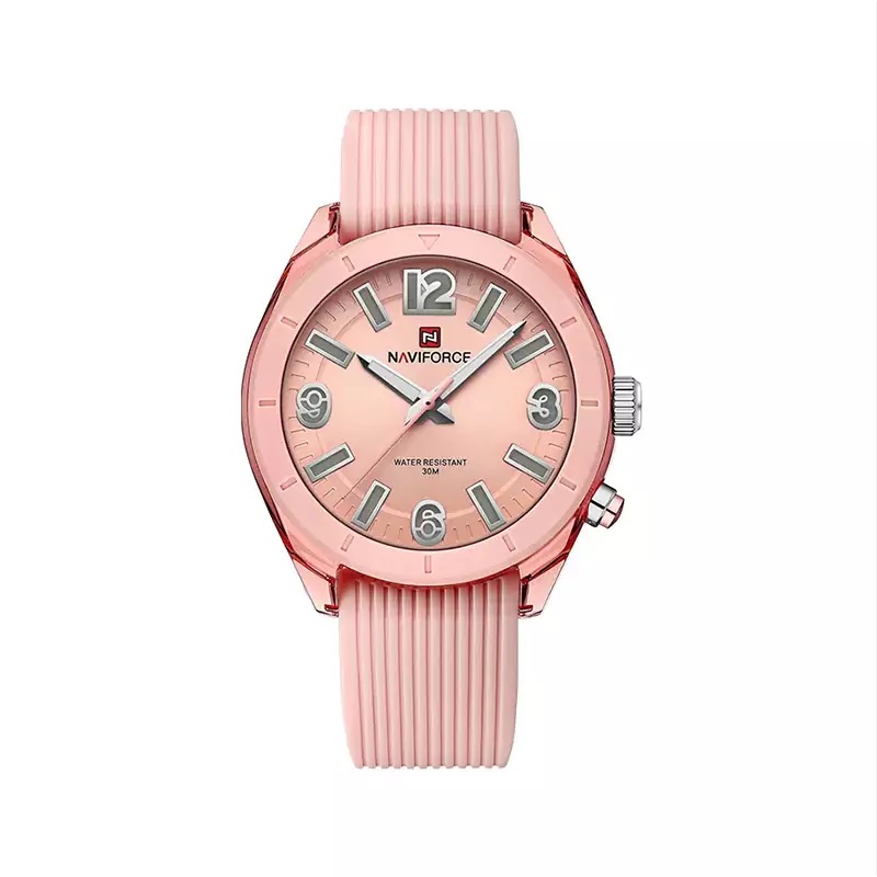 خرید قسطی| ساعت مچی دخترانه نیوی فورس بند رابر صورتی7103/4