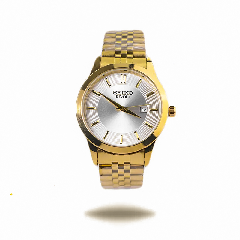 خرید قسطی| ساعت مچی مردانه سیکو طلایی صفحه سفید OS 9/60