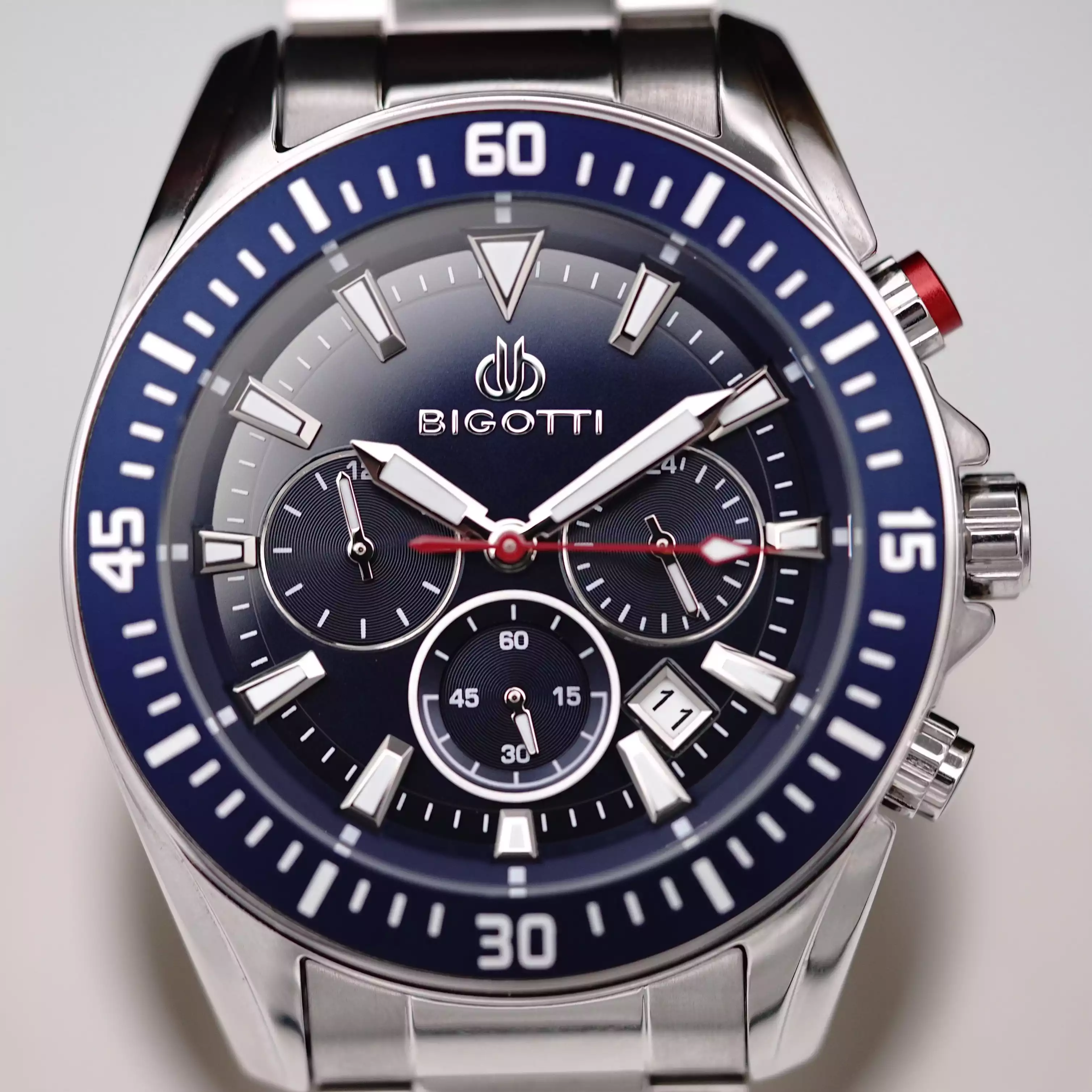 خرید قسطی| ساعت مچی مردانه بیگوتی کرنوگراف صفحه سرمه ای  BG.1.10570-2E