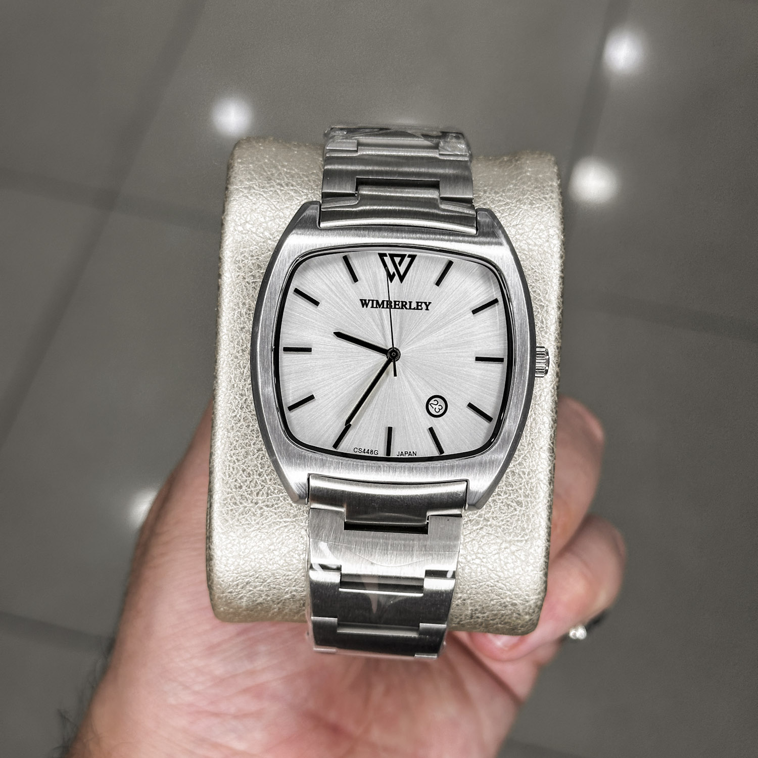 خرید قسطی|ساعت مچی مردانه ویمبرلی اورجینال صفحه مربع صفحه سفید WB-CS448G-A