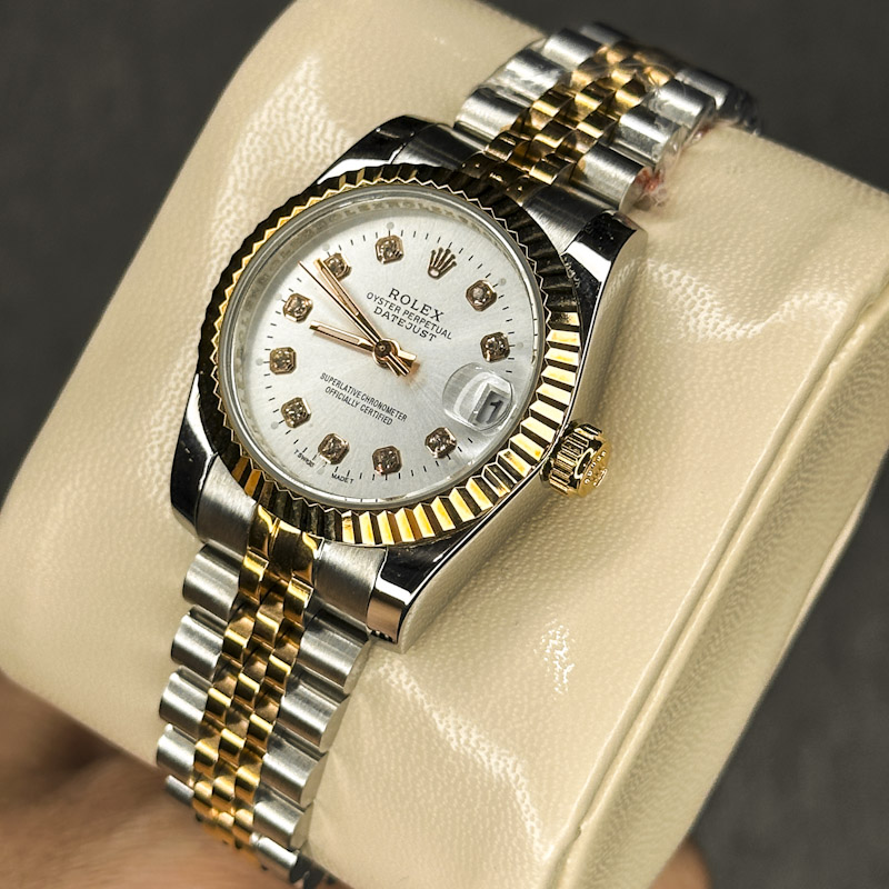 خرید قسطی | ساعت رولکس زنانه دیت جاست نقره ای رزگلد سایز 2 DatejustGS4422