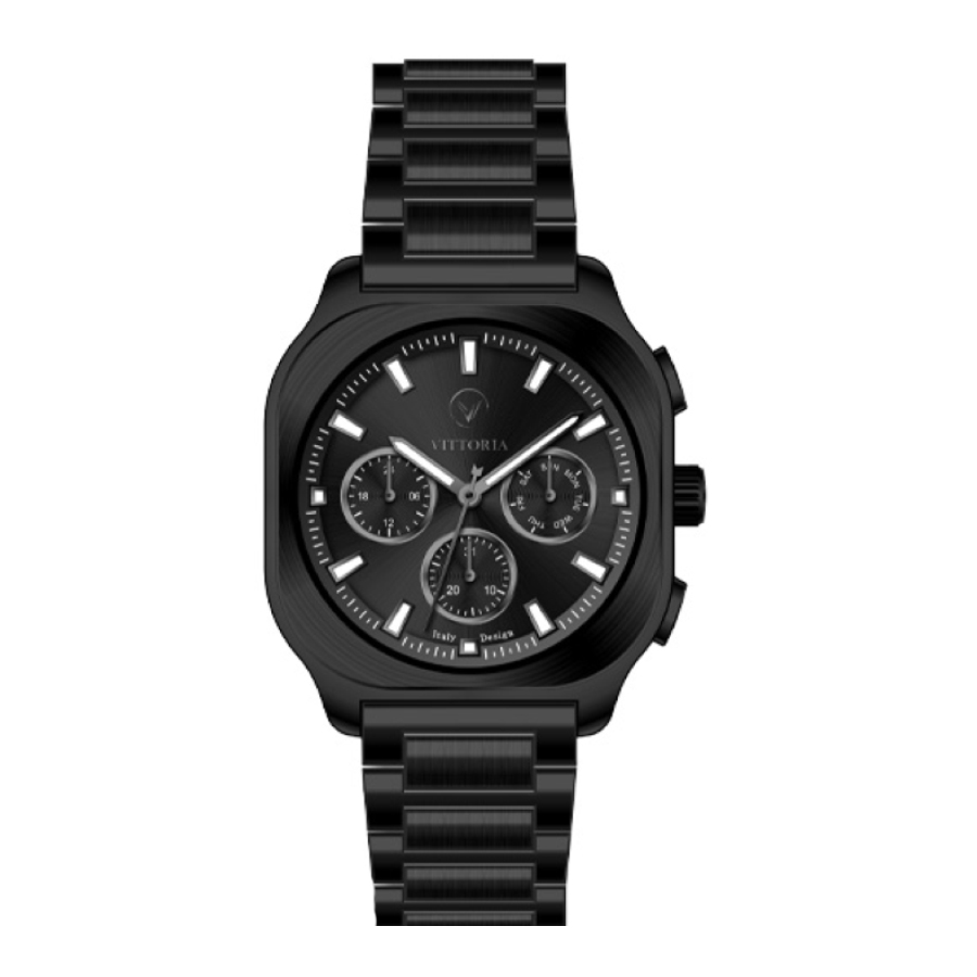 خرید قسطی | ساعت ویتوریا  قاب مربع مشکی VT 3401/1