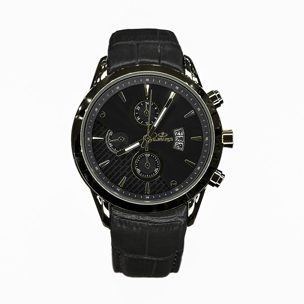 خرید قسطی | ساعت مچی زنانه الگانس طرح سه موتوره بند چرم طوسی L2911/12