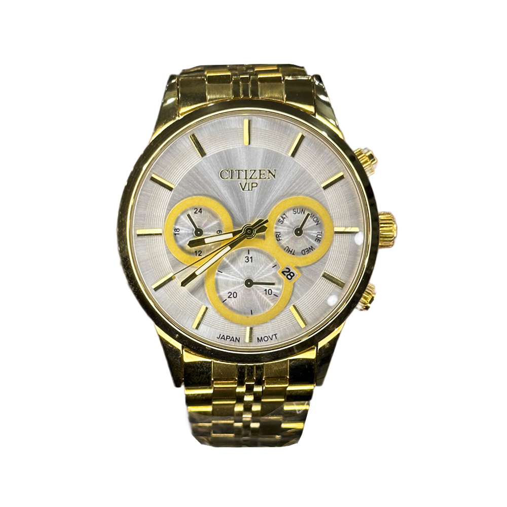 خرید قسطی | ساعت مچی مردانه سیتیزن طرح سه موتوره  طلایی 2363/10