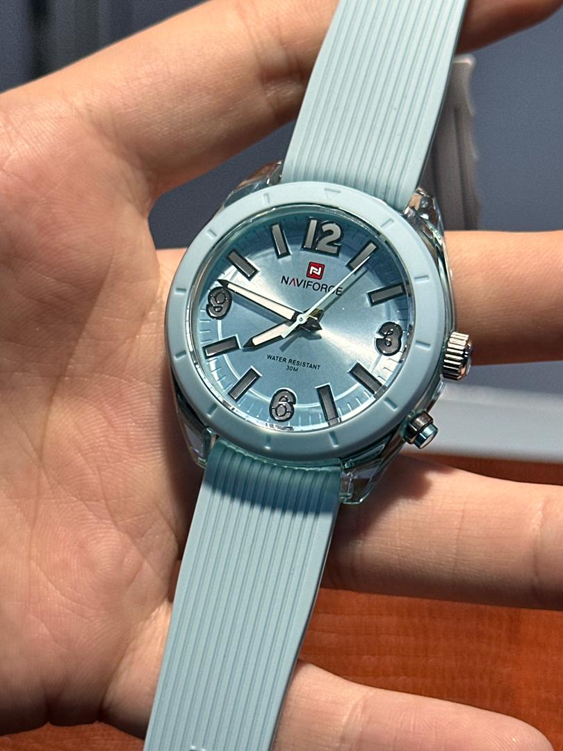 خرید قسطی| ساعت مچی دخترانه نیوی فورس بند رابر  آبی 7103/7