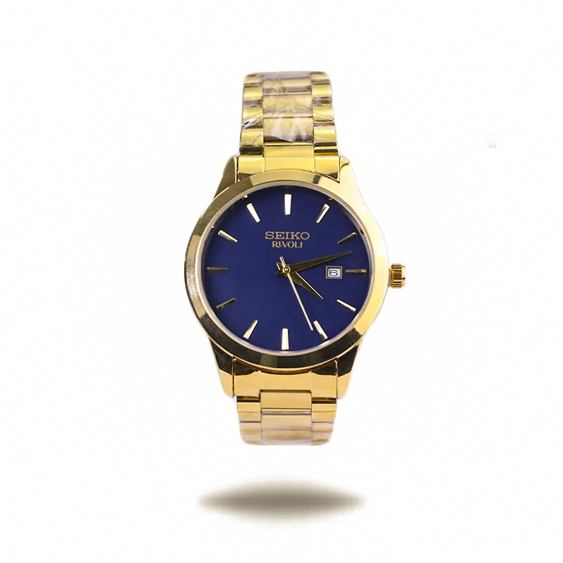 خرید قسطی| ساعت مچی مردانه سیکو طلایی صفحه سرمه ای OS 9/12