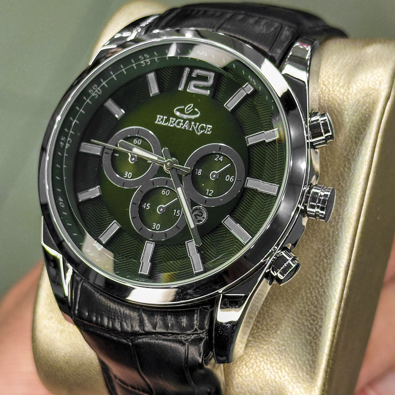 خرید قسطی | ساعت مچی مردانه الگانس طرح سه موتوره بند چرم G2911/15