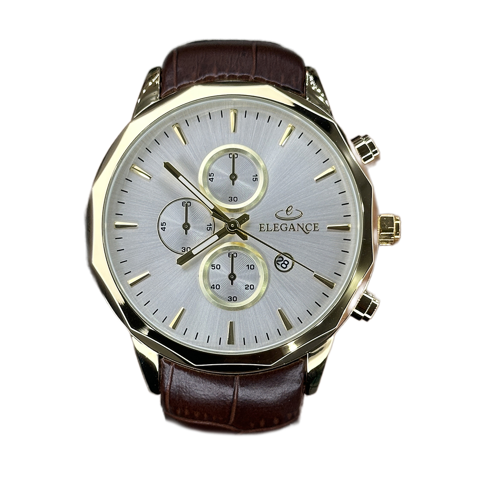 خرید قسطی | ساعت مچی مردانه الگانس طرح سه موتوره بند چرم G2911/10