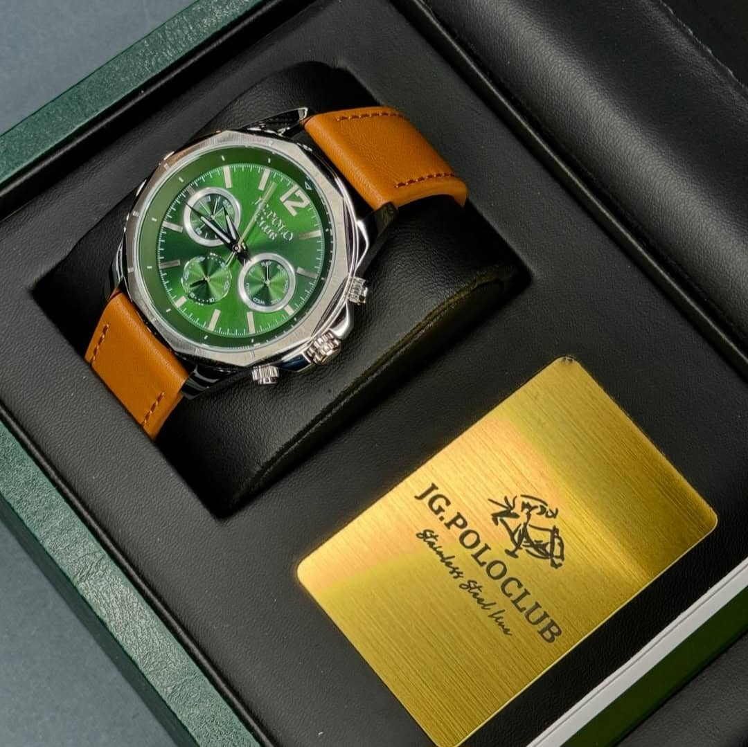 خرید قسطی | ساعت مچی مردانه جی جی پولو آمریکا چرم صفحه سبز sfc JPC.S04240P/1