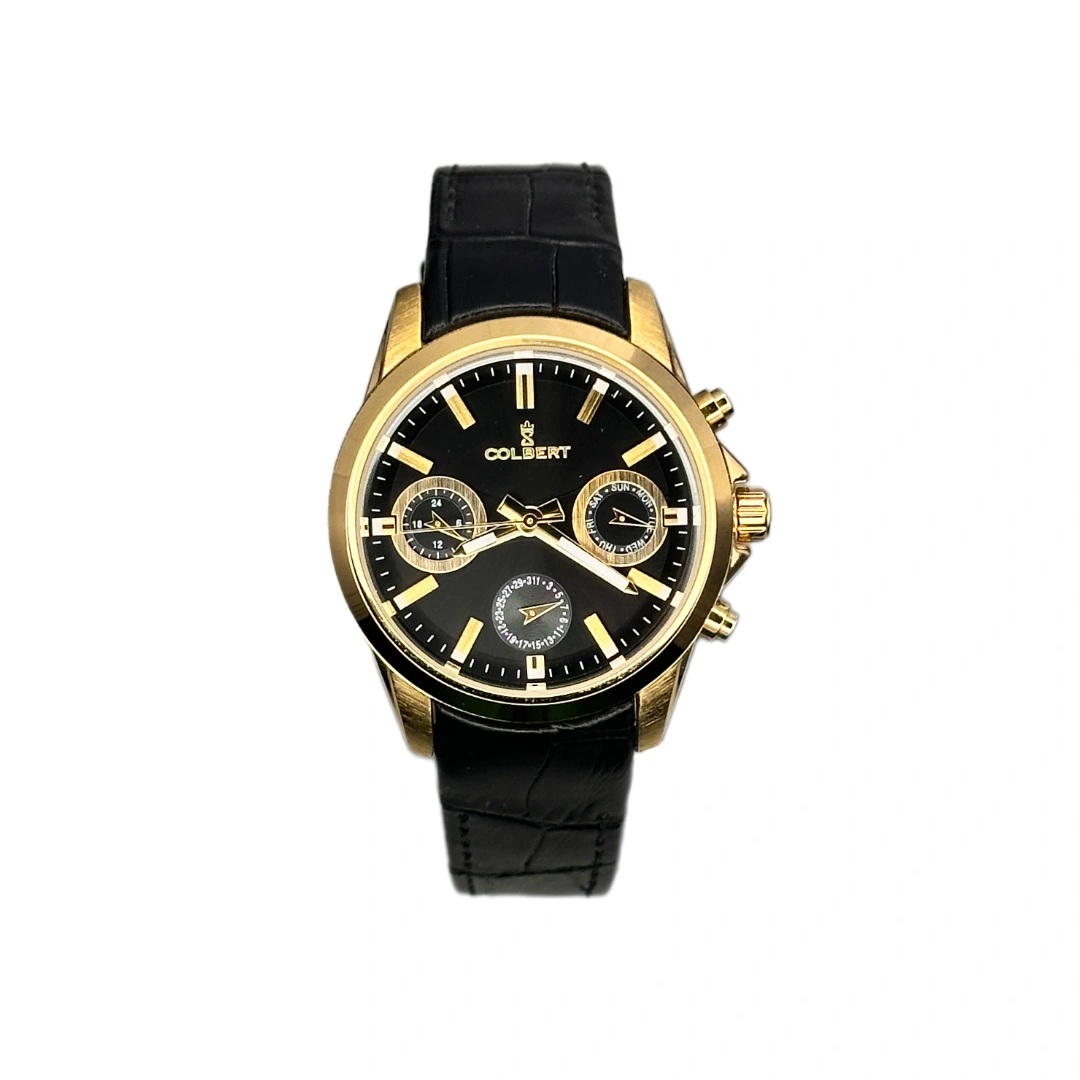 خرید قسطی| ساعت زنانه کلبرت بند چرم 3 موتوره فول تایم اورجینال 0166L