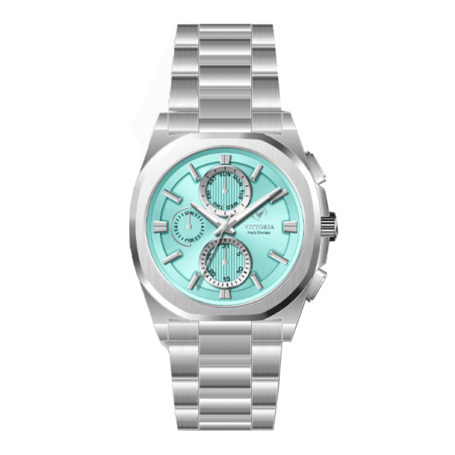 خرید قسطی | ساعت ویتوریا  استیل صفحه تیفانی VT 3408/3