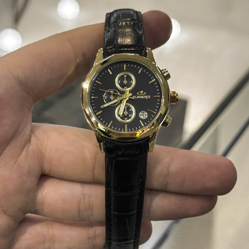 خرید قسطی | ساعت مچی زنانه الگانس طرح سه موتوره بند چرم L2911/36