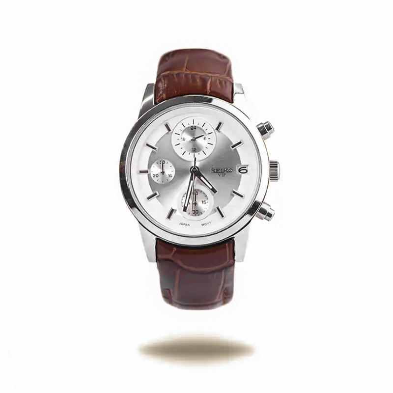 خرید قسطی| ساعت مچی زنانه سیکو   بند چرم قهوه ای کرنوگراف L8117/4