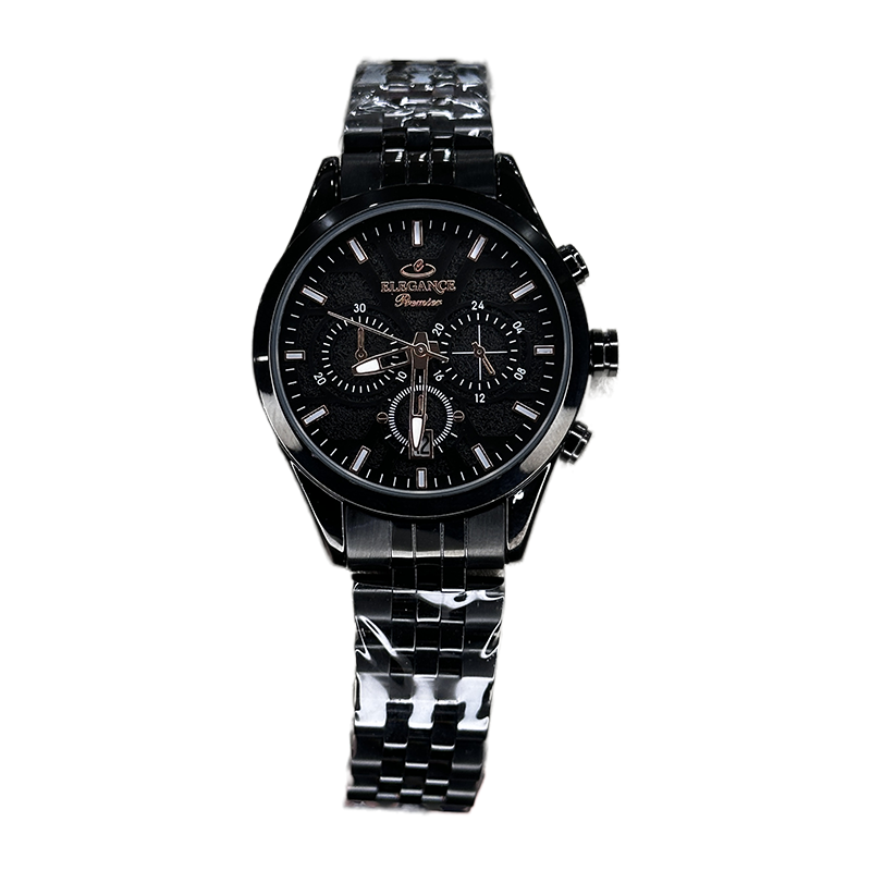 خرید قسطی | ساعت مچی زنانه الگانس طرح سه موتوره تمام مشکی l 1319/1